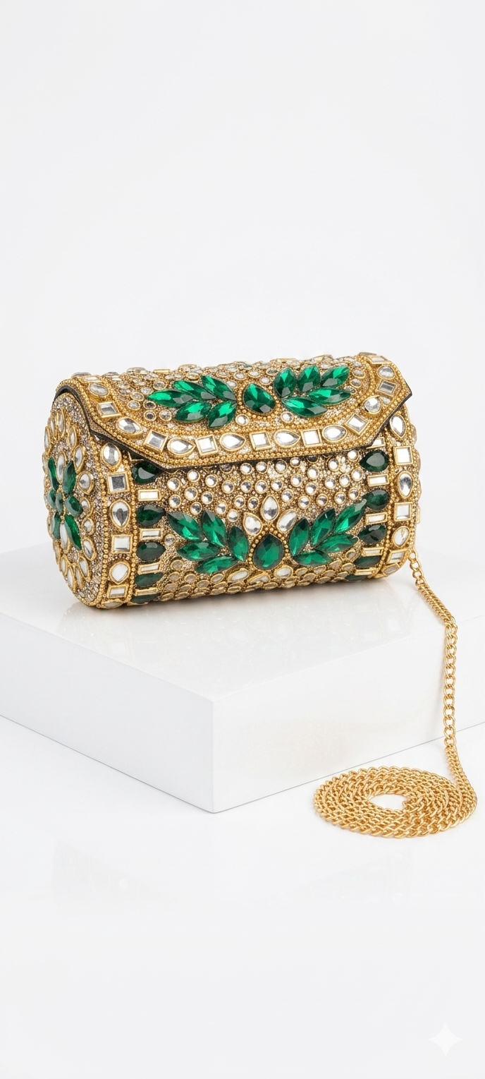 Emerald Jewel Box Clutch